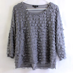 Notations Womens Gray Ruffled Long Sleeve Blouse Top, Size XL 