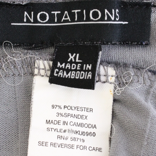 Notations Womens Gray Ruffled Long Sleeve Blouse Top, Size XL 