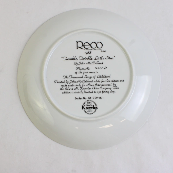 Reco 'Twinkle, Twinkle, Little Star' 1988 Decorative Plate 1st Issue 8.5"