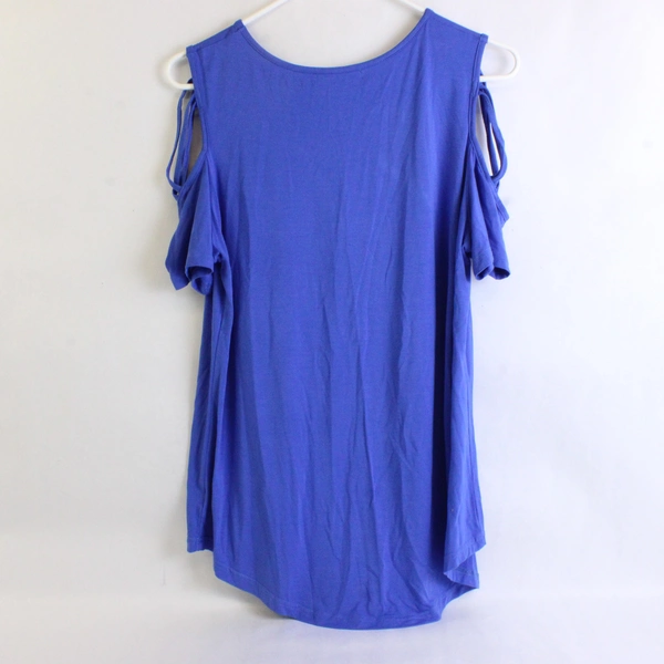 Adreamly Womens Blue Open Shoulder Blouse Top, Size L