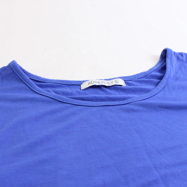 Adreamly Womens Blue Open Shoulder Blouse Top, Size L