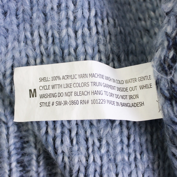 Ashley International Cozy Collection Women's Blue Knitted Sweater Size Medium