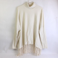 Cyrus Beige Womens Turtleneck Tasseled Sweater, Size XL