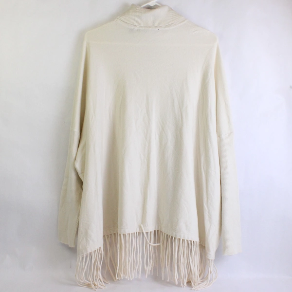 Cyrus Beige Womens Turtleneck Tasseled Sweater, Size XL