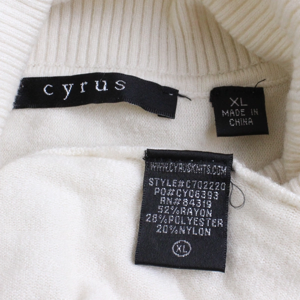 Cyrus Beige Womens Turtleneck Tasseled Sweater, Size XL