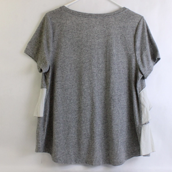 Lane Bryant Gray/White Ruffled Women's Long Sleeved Blouse Size 14/16