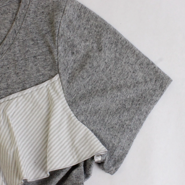 Lane Bryant Gray/White Ruffled Women's Long Sleeved Blouse Size 14/16