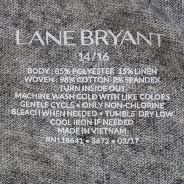 Lane Bryant Gray/White Ruffled Women's Long Sleeved Blouse Size 14/16