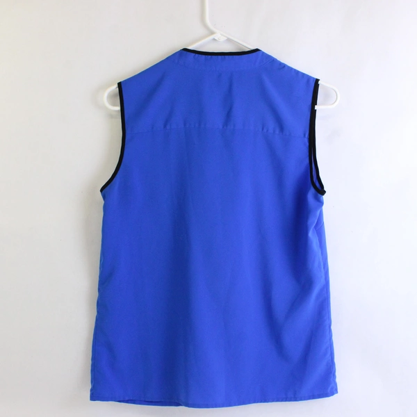 Calvin Klein Womens Blue Sleeveless Blouse w/ Ruffled Collar, Size Small