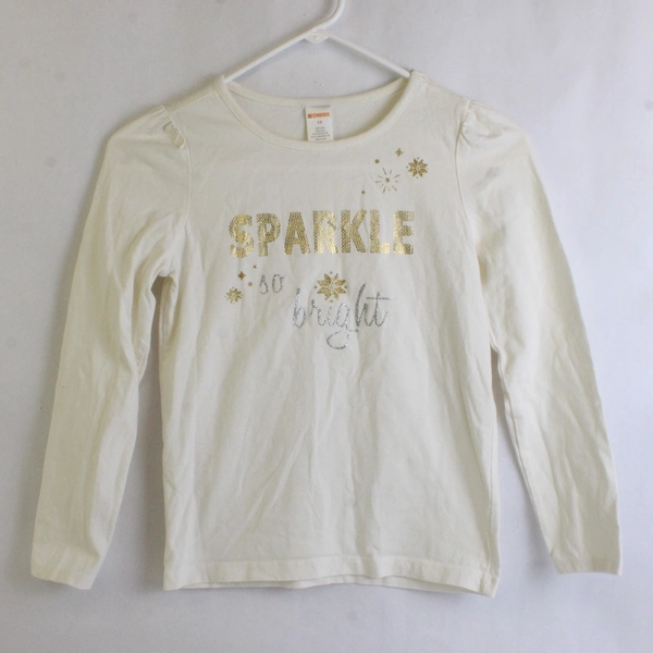 Gymboree Girls Cream White 'Sparkle So Bright' Long Sleeve Shirt, Size 10