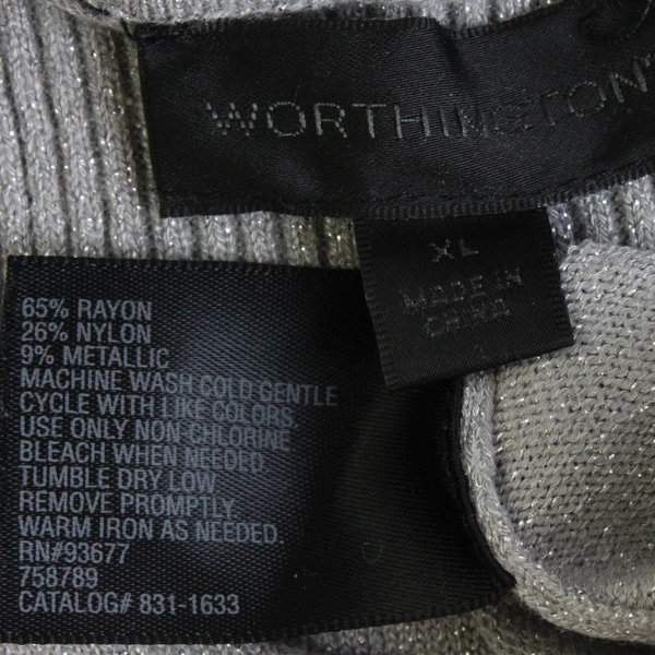 Worthington Gray Sparkly Long Sleeve Women's Turtleneck Size XL