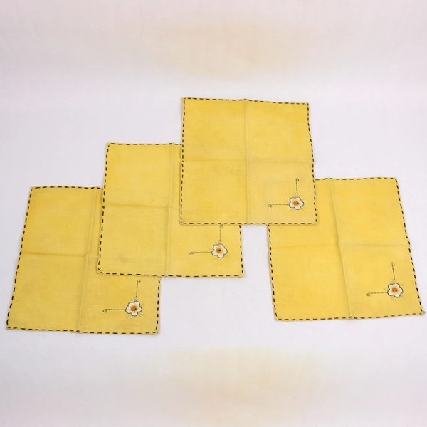 11 Pc Lot VTG Side Tablecloth and Napkins Floral Embroidery DIY Fabric Upcycling