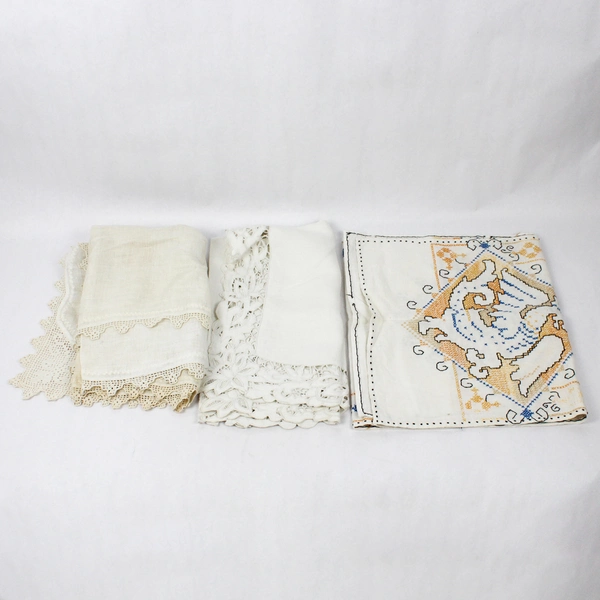 Mixed Lot of 34 Flawed Vintage Table Linens for DIY Fabric Upcycling