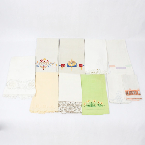 Mixed Lot of 34 Flawed Vintage Table Linens for DIY Fabric Upcycling