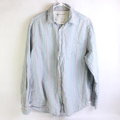 Wranglers Jeans Co Blue Striped Long Sleeve Button Up Shirt Mens Size Large