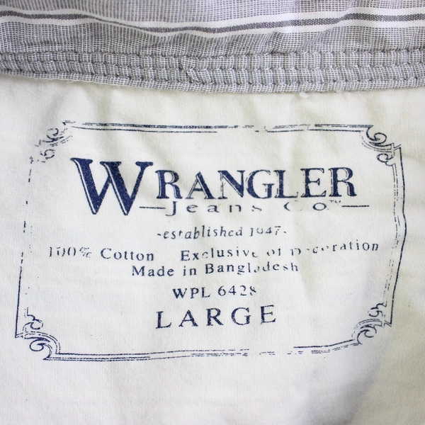 Wranglers Jeans Co Blue Striped Long Sleeve Button Up Shirt Mens Size Large