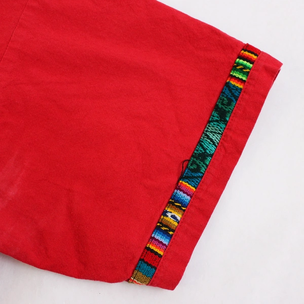 Unbranded Embroidered Red Short-Sleeve Button-Up Men's Size Medium