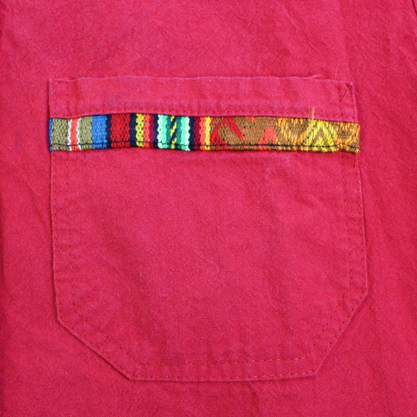 Unbranded Embroidered Red Short-Sleeve Button-Up Men's Size Medium