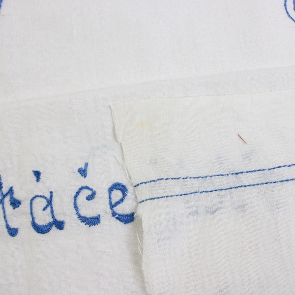 Vintage Handmade Czech Embroidered Fabric Piece 17" x 28"