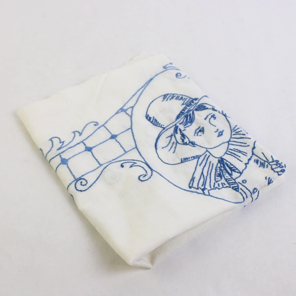 Vintage Handmade Czech Embroidered Fabric Piece 17" x 28"