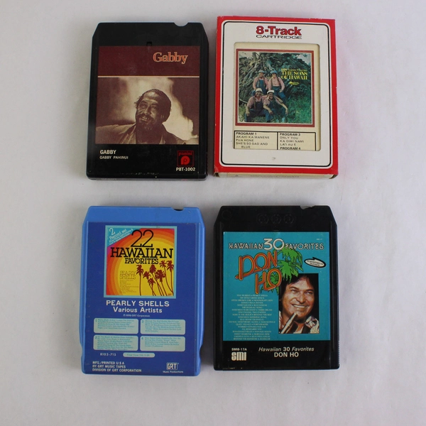 Lot of 4 Vintage 8 Track Tapes Featuring Various Hawaiian Artists 