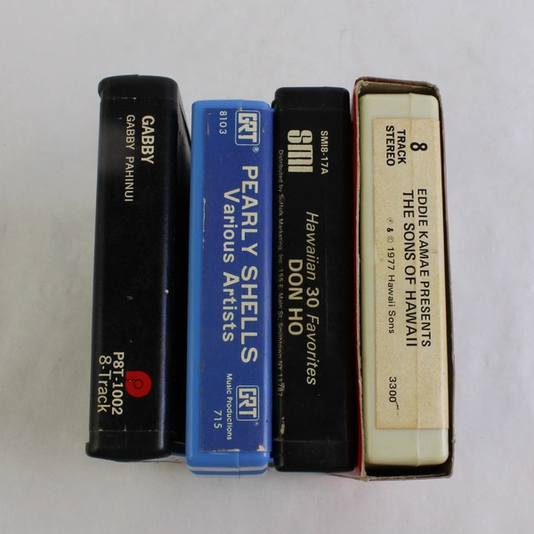 Lot of 4 Vintage 8 Track Tapes Featuring Various Hawaiian Artists 