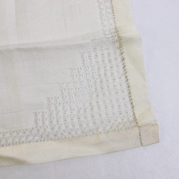 Vintage Hand-Hemmed Off-White Handkerchief 13.5" x 13.5"