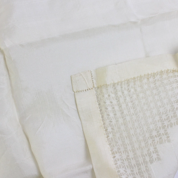Vintage Hand-Hemmed Off-White Handkerchief 13.5" x 13.5"