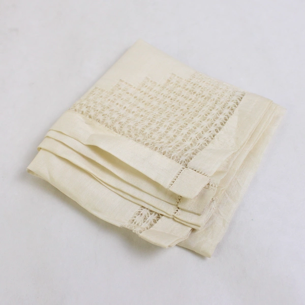 Vintage Hand-Hemmed Off-White Handkerchief 13.5" x 13.5"
