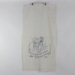 Vintage Embroidered Towel Alsatian German Proverb 21" x 44" Flawed