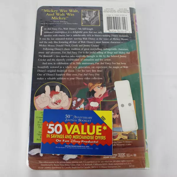 Masterpiece Fun and Fancy Free Walt Disney Vintage Classic Animation VHS