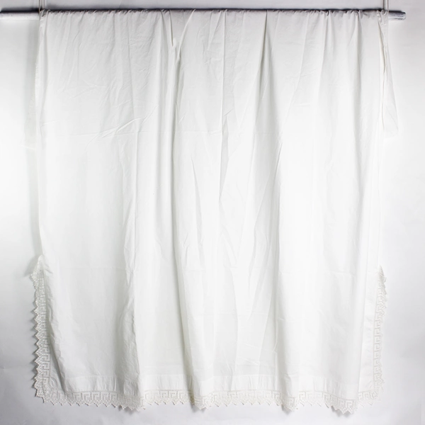 Vintage White Full Size Flat Sheet with Crochet Trim 84" x 96"