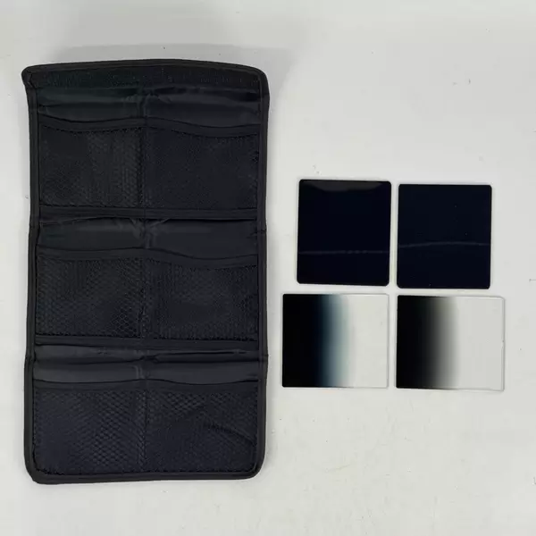 Black Nylon Camera Filter Wallet Case W/ 4 Filters Measuring 3.25 x 3.75 Inches