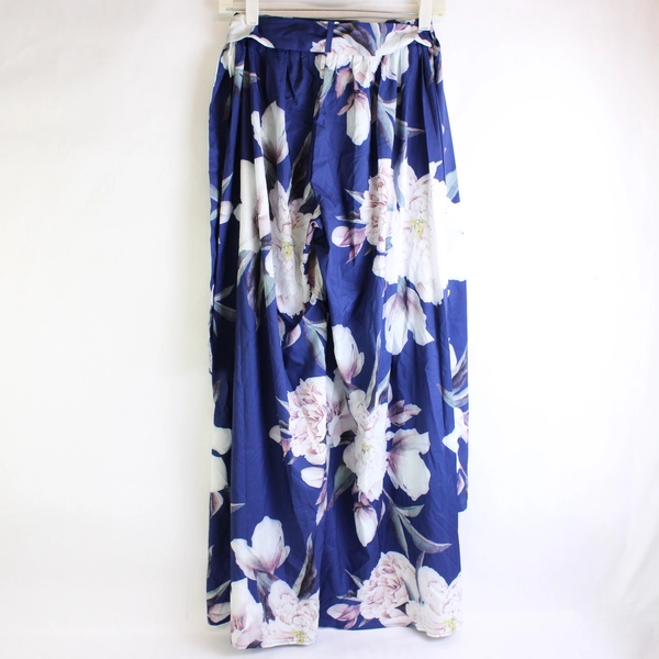 Unbraned Sheer Flowy Floral Blue/White Wide Leg Lounge Pants Womens Size Medium