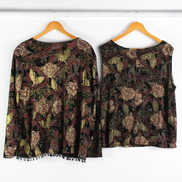 Dressbarn Collection 2-Pc Set Floral Pattern Tank & Beaded Jacket Women's 22/24