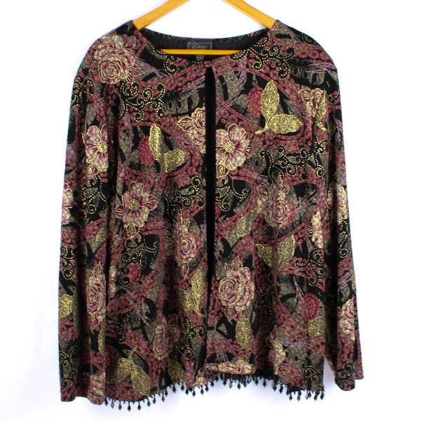 Dressbarn Collection 2-Pc Set Floral Pattern Tank & Beaded Jacket Women's 22/24