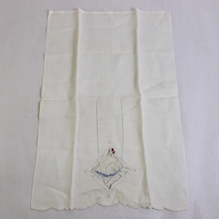 Vintage Embroidered Cutwork Sailboat Design Guest Towel Flawed