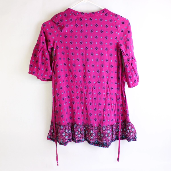 Justice Purple Diamond Pattern Quarter Length Sleeve Shirt Dress Girls Size 10