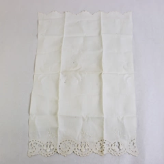 Vintage Off-White Embroidered Cutwork Guest Towel Flawed