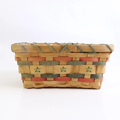 Unbranded Small Rectangular Woven Basket Decorative 4" Tall 8" x 9.25"