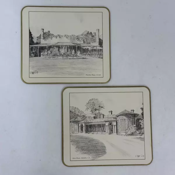 Set of 6 Jason Australia Historic Homes Print Placemats By Artist Clarrie Cox