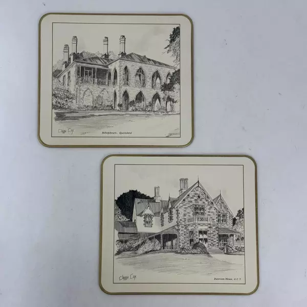 Set of 6 Jason Australia Historic Homes Print Placemats By Artist Clarrie Cox
