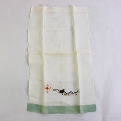 Vintage Linen Guest Towel Cross Stitch Chinese Dragon Design Flawed