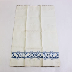 Vintage Linen Guest Towel with Bird Cross Stitch Design Flawed