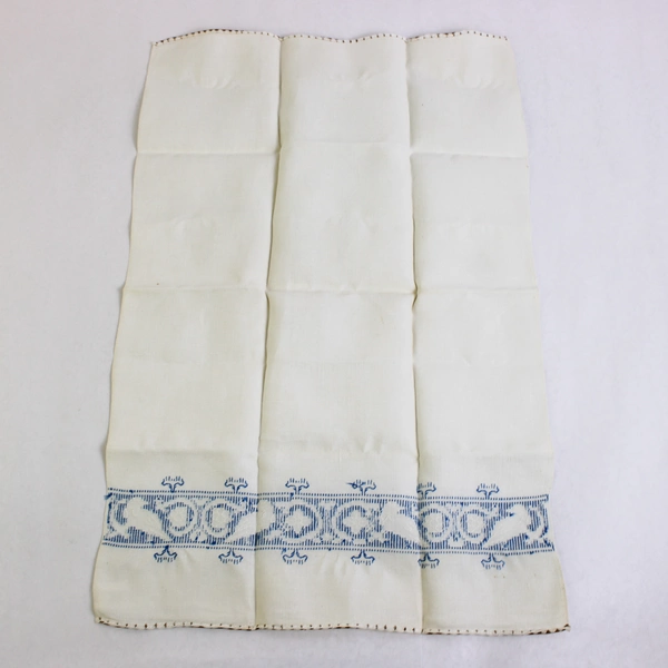 Vintage Linen Guest Towel with Bird Cross Stitch Design Flawed