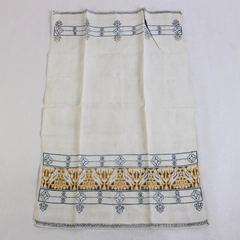 Vintage Linen Guest Towel Blue and Yellow Bird Cross Stitch Design Flawed