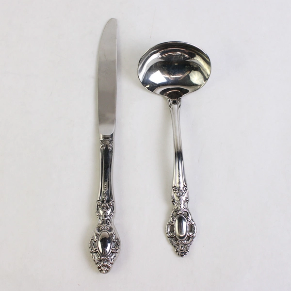 Lot of 2 Momento Stainless Flatware by Gorham -  Hollow Knife, Gravy Laddle