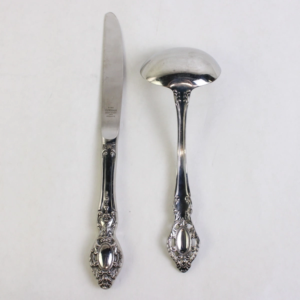Lot of 2 Momento Stainless Flatware by Gorham -  Hollow Knife, Gravy Laddle
