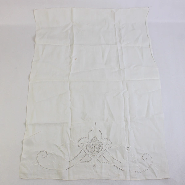Vintage White Cutwork Embroidered Towel 21" x 30" Flawed