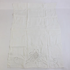 Vintage White Cutwork Embroidered Towel 21" x 30" Flawed